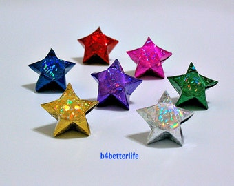 Lot of 70pcs Big Origami Lucky Stars. (4D Glittering Paper Series). #FOS-51.