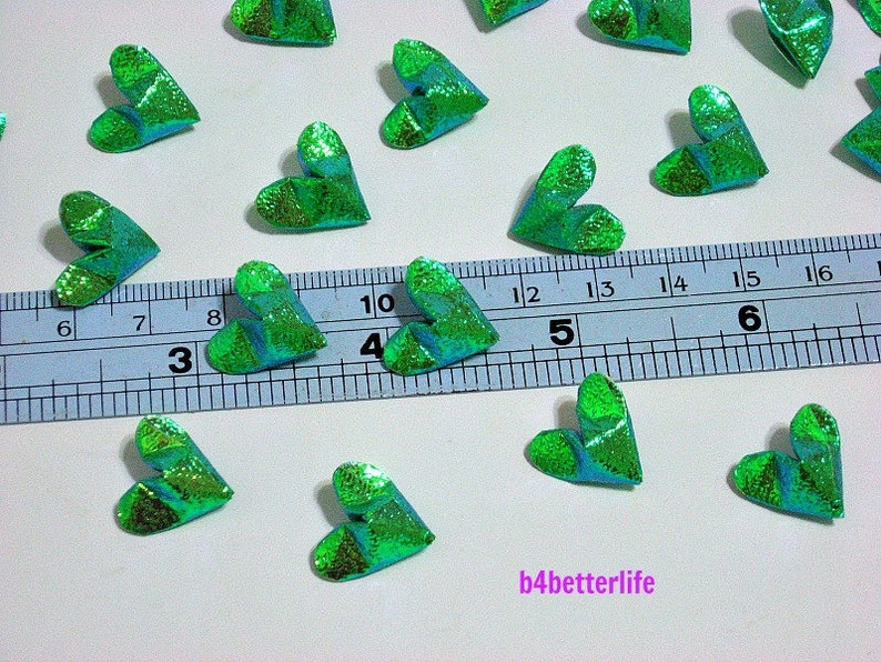 180pcs Green Color Mini Size 3D Origami Hearts LOVE. TX paper series. FOH-136. image 2