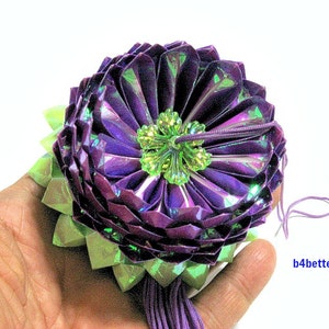 A Piece of Medium Size Purple Color Origami Hanging Lotus. AV paper series. image 2