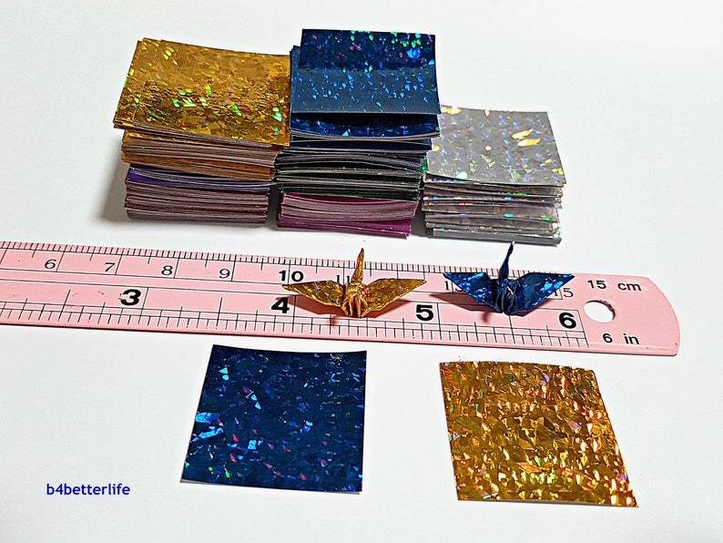 1,000 Sheets Assorted Colors 1-inch Origami Crane Paper Folding Kit. 1 x 1. 4D Glittering paper series. CRK-83. image 3