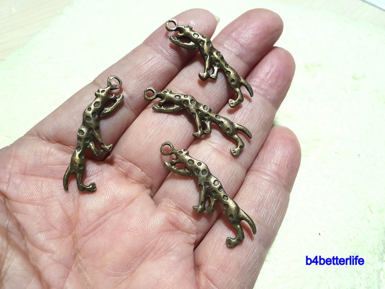 #BC2876. Lot of 24pcs Antique Bronze Tone Leopard Double Sided Metal Charms