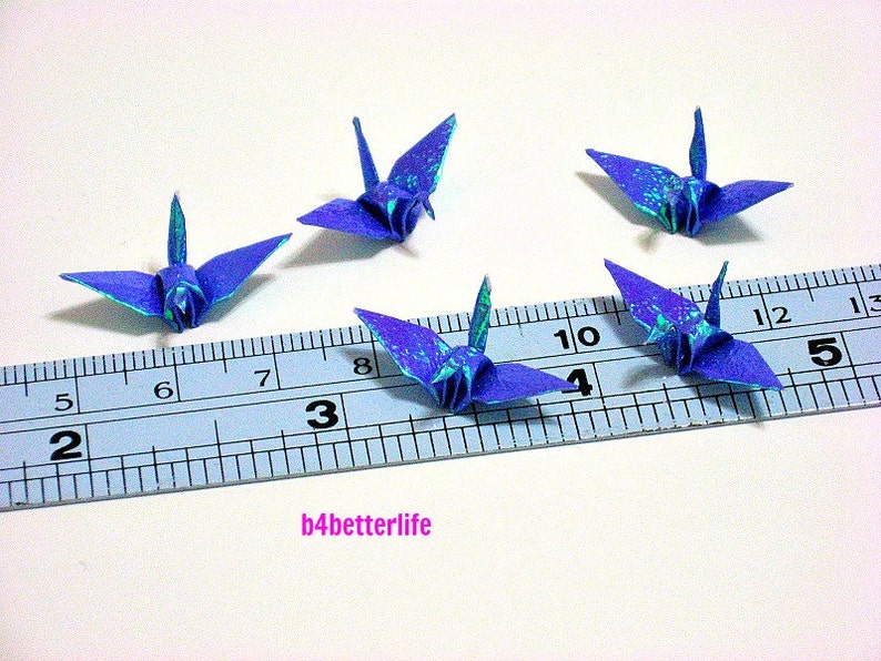 100pcs Dark Blue Color 1-inch Origami Cranes Hand-folded From 1x1 Square Paper. TX paper series. FC1-10. image 7