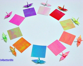 Lot de 1 000 feuilles de kit de pliage de papier Origami Crane de 1 pouce dans des couleurs assorties. 1" x 1". (série papier AV). #CRK-102.