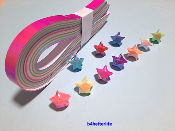 Pack of 400 Strips Mini Size Lucky Stars Origami Paper Kits in Assorted  Colors. 24.5cm X 1.0cm. AV Paper Series. spk-165b. 