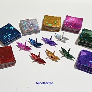 1,000 Sheets Assorted Colors 1-inch Origami Crane Paper Folding Kit. 1 x 1. 4D Glittering paper series. CRK-83. image 2