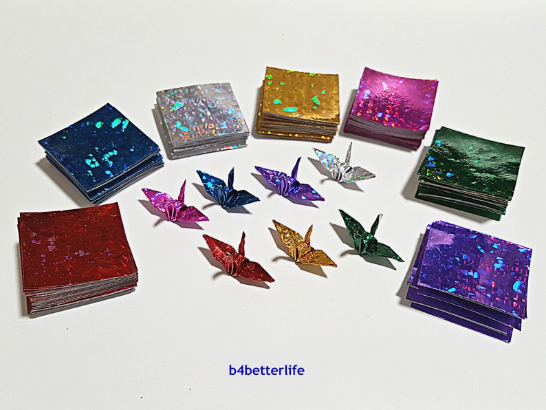 1,000 Sheets Assorted Colors 1-inch Origami Crane Paper Folding Kit. 1 x 1. 4D Glittering paper series. CRK-83. image 2