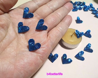 180pcs Blue Color Mini Size 3D Origami Hearts LOVE. (4D Glittering paper series). #FOH-109.