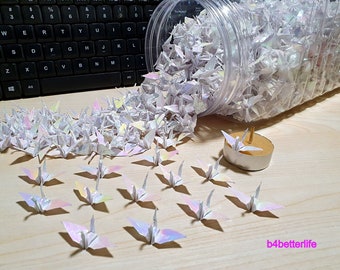1.000 gru origami bianche da 1,5 pollici piegate a mano da carta quadrata da 1,5"x1,5". (Serie di carta AV). #FC15-95.