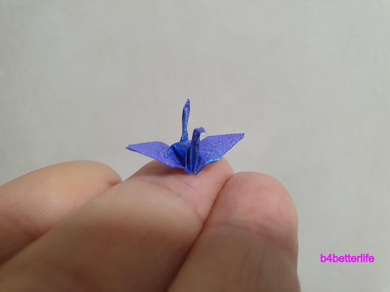 100pcs Dark Blue Color 1-inch Origami Cranes Hand-folded From 1x1 Square Paper. TX paper series. FC1-10. image 9