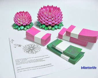 464 sheets Origami Papers For Making 4pcs of Pink Color Paper Lotus in 2 Different Sizes. (TX paper series). #TX232-7.