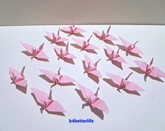 Senbazuru! 1000 stuks roze origami kraanvogels van 3 cm (1,18 inch), met de hand gevouwen, van vel papier van 3 x 3 cm. (KR-papierserie). #FCA-74.