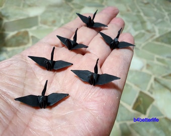 100pcs Black Color 3.3cm (1.30 inch)Origami Cranes Hand-folded From 3.3cm x 3.3cm Square Paper. (KR paper series). #FCA-5.