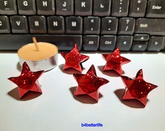 Lot of 70pcs Red Color BIG Origami Lucky Stars. (4D Glittering paper series). #FOS-17.