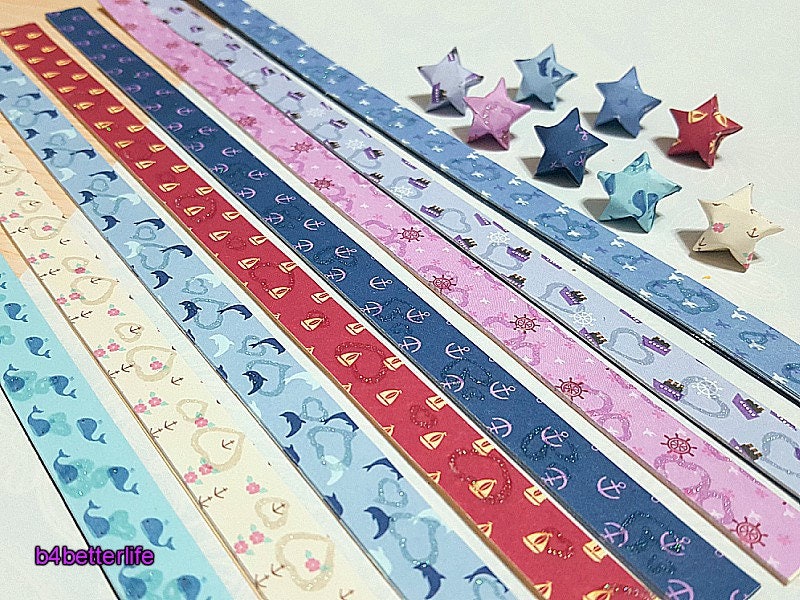 Origami Lucky Star Paper Strips Laser Effect Starry Night Pack of