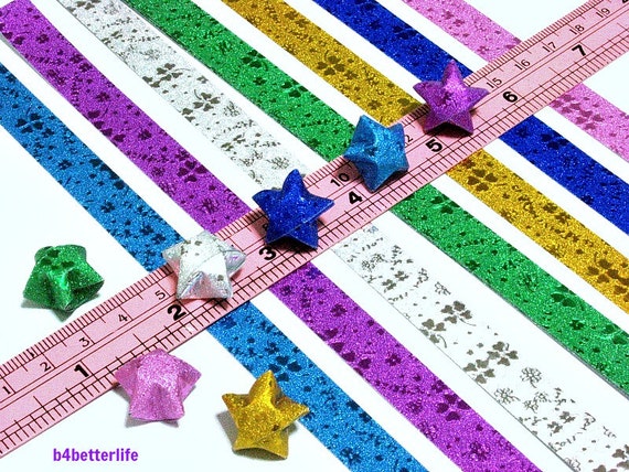 Rainbow Pearlescent Shooting Star Origami Lucky Star Paper Strips