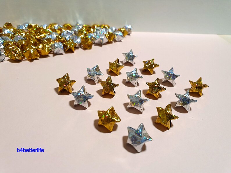 4D Glittering paper series 500pcs Gold /& Silver Color Tiny Size Origami Paper Stars Hand-folded From 16.5 x 0.8cm Paper Strips. #FOS-53.