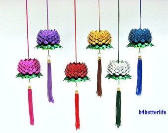 Lot of 6pcs Mini Size Origami Hanging Lotus. (4D Glittering paper series). #FLT-132.