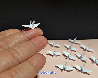 100pcs White Color 1-inch Origami Cranes Hand-folded From 1"x1" Square Paper. (KR paper series). #FC1-42.