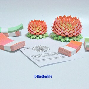 464 sheets Origami Papers For Making 4pcs of Orange Color Paper Lotus in 2 Different Sizes. (AV paper series). #AV232-8.