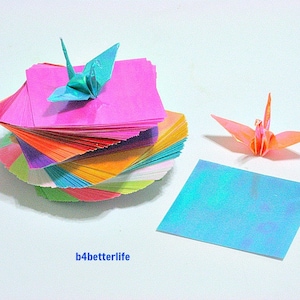 400 Sheets 1.5" x 1.5" Assorted Colors DIY Chiyogami Yuzen Paper Folding Kit for Origami Cranes "Tsuru". (AV paper series). #CRK-43.