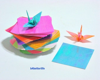 400 Sheets 1.5" x 1.5" Assorted Colors DIY Chiyogami Yuzen Paper Folding Kit for Origami Cranes "Tsuru". (AV paper series). #CRK-43.