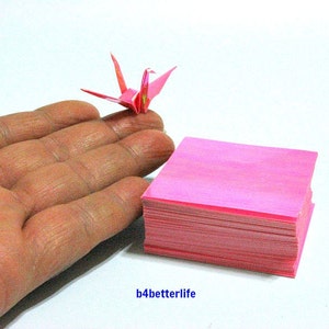 400 Sheets 2&quot; x 2&quot; Pink Color DIY Chiyogami Yuzen Paper Folding Kit for Origami Cranes &quot;Tsuru&quot;. (AV paper series). #CRK-26.