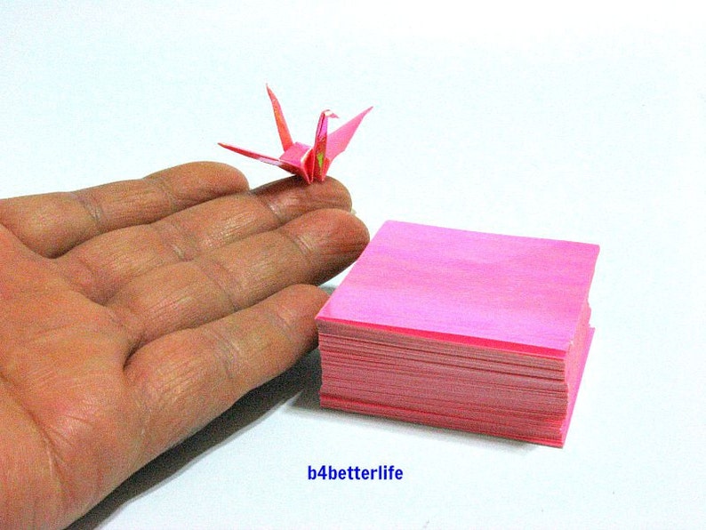 200 Sheets 2 x 2 Pink Color DIY Chiyogami Yuzen Paper Folding Kit for Origami Cranes Tsuru. AV paper series #CRK-26.