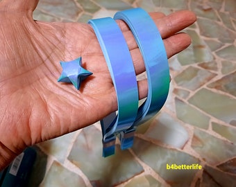 140 Strips of Blue Color Origami Paper Stars Folding Strips For Big Lucky Stars. 50cm x 1.8cm. (AV paper series). #SPK-180.