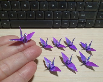 100pcs Purple Color 1.5" Origami Cranes Hand-folded From 1.5"x1.5" Square Paper. (AV paper series). #FC15-09.