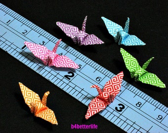 100pcs Assorted Colors 1-inch Origami Cranes Hand-folded From 1"x1" Square Paper. (MD paper series). #FC1-37.