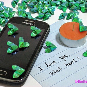 180pcs Green Color Mini Size 3D Origami Hearts LOVE. TX paper series. FOH-136. image 4