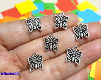 Lot of 30pcs Antique Silver Tone "Butterfly" Metal Charms. #JL2800.