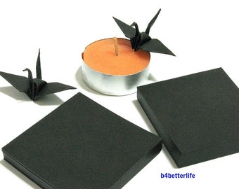 400 Sheets 2" x 2" Black Color DIY Chiyogami Yuzen Paper Folding Kit for Origami Cranes "Tsuru". (KR paper series). #CRK-14.