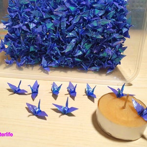 100pcs Dark Blue Color 1-inch Origami Cranes Hand-folded From 1x1 Square Paper. TX paper series. FC1-10. image 4