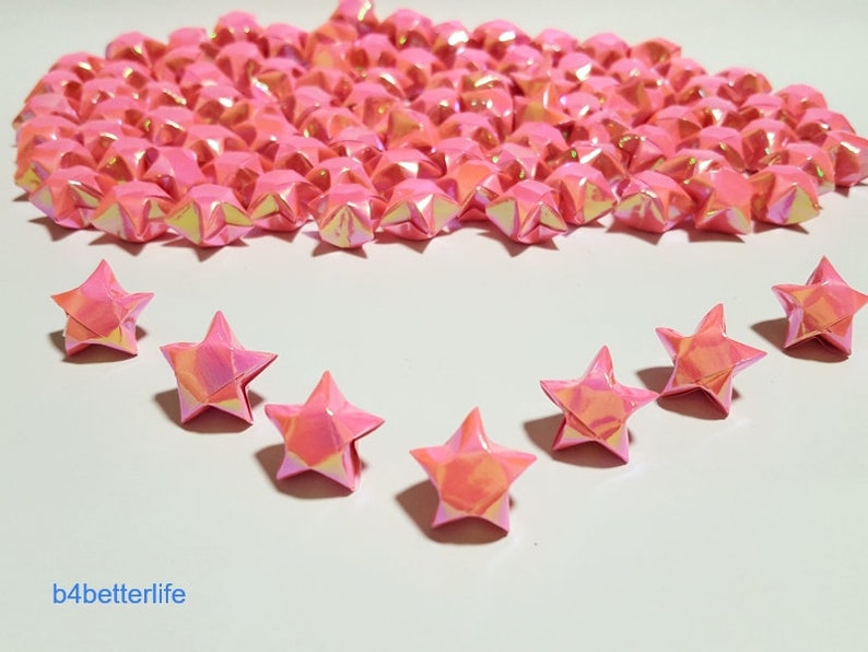 AV paper series 500pcs Pink Color Medium Size Origami Lucky Stars Hand-folded From 24.5 x 1.2cm Paper Strips. #FOS-41.