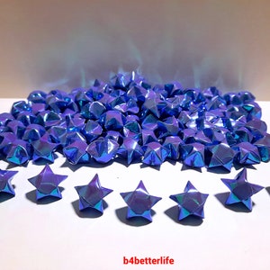 500pcs Colore blu scuro di medie dimensioni Origami Blue Stars piegato a mano da 24,5 x 1,2 cm strisce di carta. (serie di carte AV). #FOS-67.