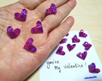 180pcs Pink Color Mini Size 3D Origami Hearts LOVE. (4D Glittering paper series). #FOH-142.