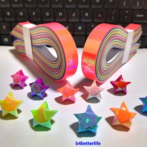 Kit fai da te per piegare la carta origami Lucky Stars, 400 strisce di colori assortiti, formato medio. 24,5 cm x 1,2 cm. (Serie carta AV). #SPK-164b.
