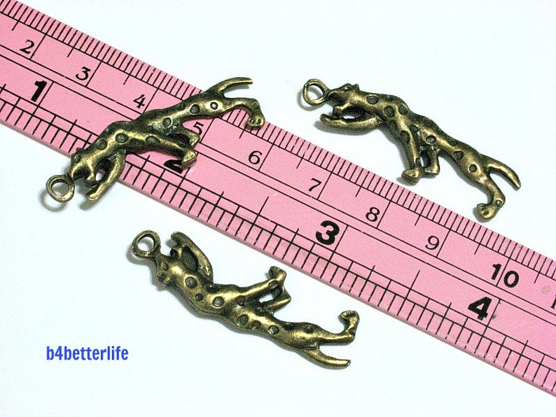 #BC2876. Lot of 24pcs Antique Bronze Tone Leopard Double Sided Metal Charms