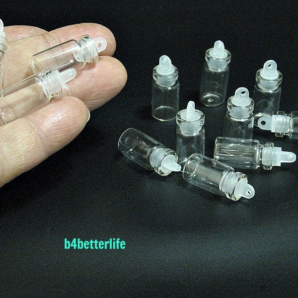 Lot van 24pcs Mini Clear Glass Flessen Flesjes met Plastic Deksel. #A11-1.
