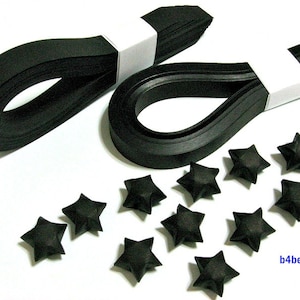 400 Streifen schwarze Farbe Origami Lucky Stars Medium Papier Kit Falten Kit. 24,5cm x 1,2cm. (KR Paper Series). #SPK-130.