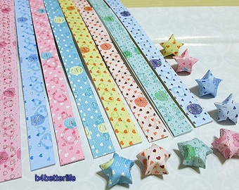 A Pack of 256 Strips DIY Origami Star Paper For Folding Medium Size Lucky Stars. 24.5x1.2cm. (XT paper series). #B093.