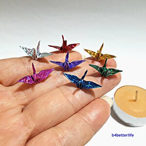 100 pezzi colori assortiti gru origami da 1 pollice piegate a mano da carta quadrata 1 "x1". (Serie di carta scintillante 4D). #FC1-34.