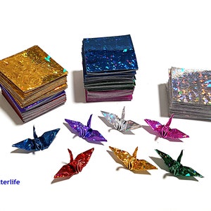 1,000 Sheets Assorted Colors 1-inch Origami Crane Paper Folding Kit. 1 x 1. 4D Glittering paper series. CRK-83. image 10