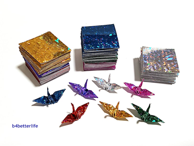 1,000 Sheets Assorted Colors 1-inch Origami Crane Paper Folding Kit. 1 x 1. 4D Glittering paper series. CRK-83. image 10