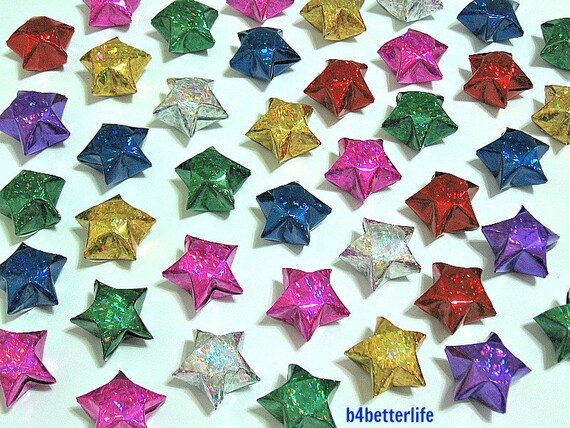 大きな折り紙ラッキースター 70個セット。(4D キラキラ紙シリーズ