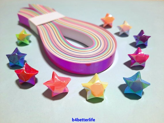 210pcs Lucky Star Folding Paper Strips Pastel Luminous Origami Star Paper S  B0M3