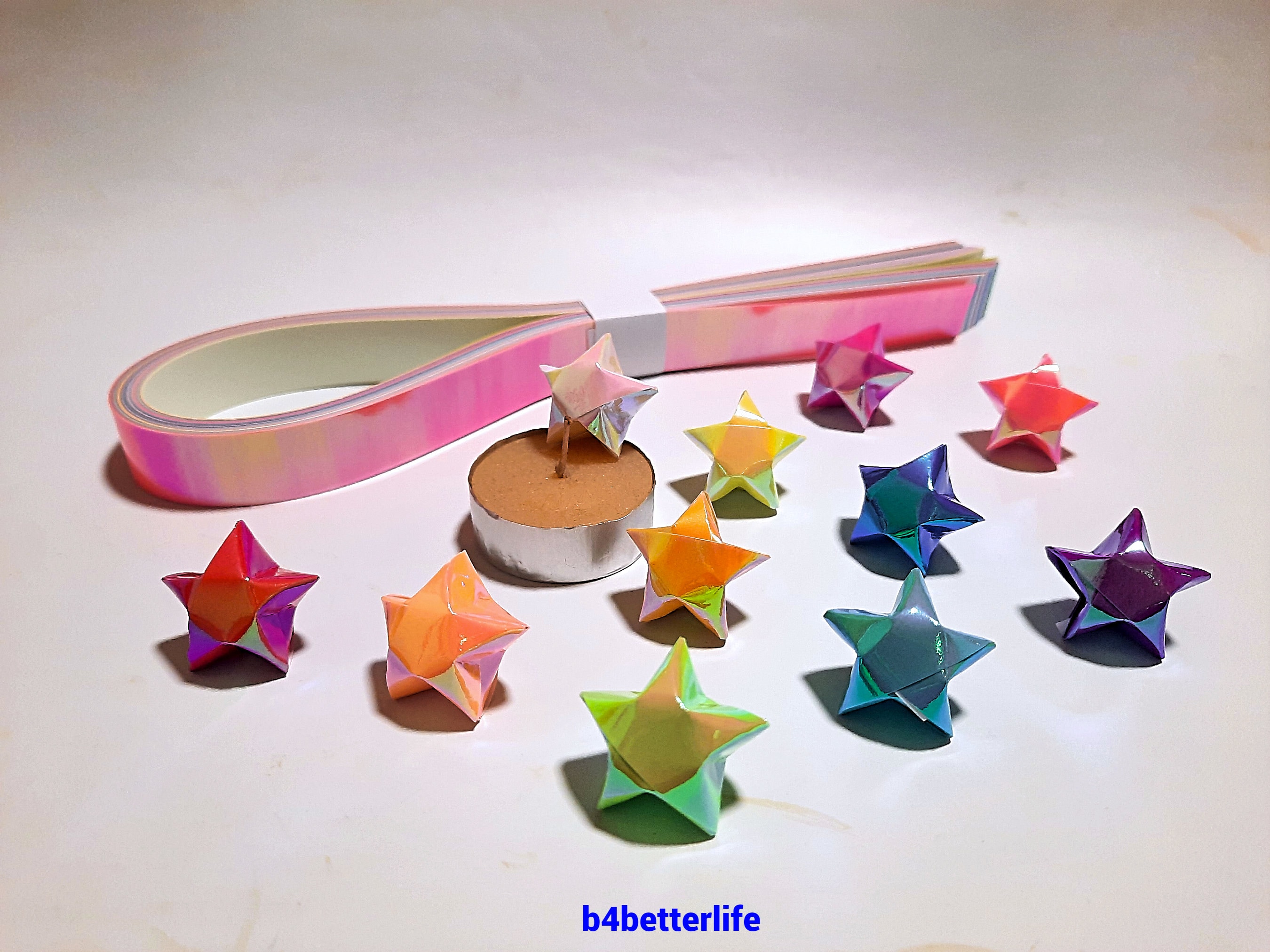 URROMA 2080 Kleurrijke Origami Sterpapierstroken, 4 Prints, Voor DIY, School En Handwerk, Ideaal Om Cadeau Te Geven