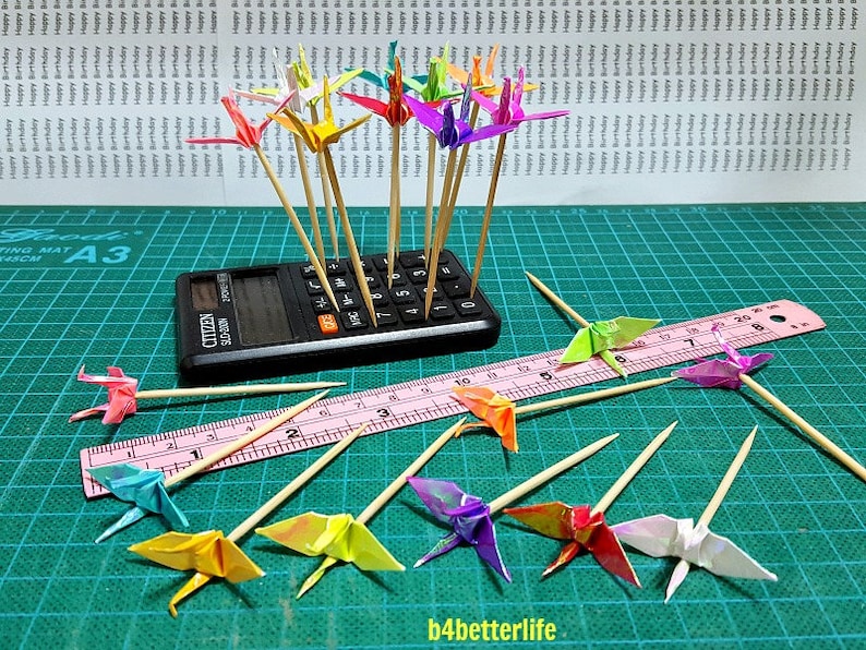 Lot of 20pcs 1.5 Origami Crane Cake Topper Cocktail Etsy