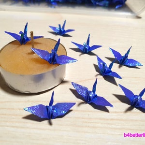 100pcs Dark Blue Color 1-inch Origami Cranes Hand-folded From 1x1 Square Paper. TX paper series. FC1-10. image 1